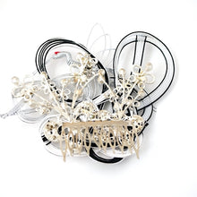 Load image into Gallery viewer, black&white mizuhiki head comb accessory, silver metal hair comb