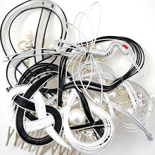 Load image into Gallery viewer, black&white mizuhiki head comb accessory, silver metal hair comb