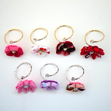 Cargar imagen en el visor de la galería, silver fork ring with purple crepe flower, adjustable ring, wrap ring, fashion ring