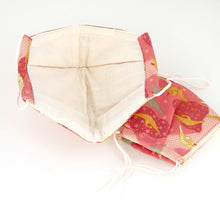 Load image into Gallery viewer, 3Layers Face mask "pink" in crane with pink ear cord