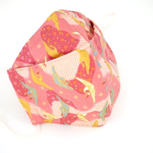 Load image into Gallery viewer, 3Layers Face mask "pink" in crane with pink ear cord