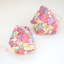 Load image into Gallery viewer, 3Layers Face mask "purple" in big sakura with pink ear cord