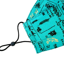 Load image into Gallery viewer, 3Layers Face mask "green" japanese-words design