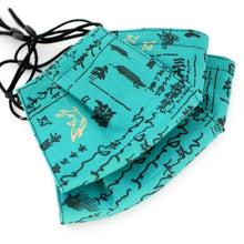 Load image into Gallery viewer, 3Layers Face mask "green" japanese-words design