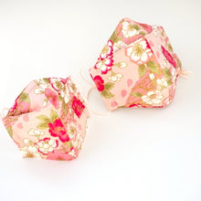 Load image into Gallery viewer, 3Layers Face mask "pink"in cherry blossom design with pink ear cord