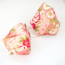 Load image into Gallery viewer, 3Layers Face mask "pink"in cherry blossom design with pink ear cord