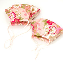Load image into Gallery viewer, 3Layers Face mask "pink"in cherry blossom design with pink ear cord