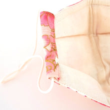 Load image into Gallery viewer, 3Layers Face mask "pink"in cherry blossom design with pink ear cord