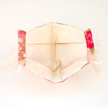 Load image into Gallery viewer, 3Layers Face mask "pink"in cherry blossom design with pink ear cord