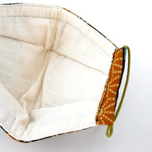 Load image into Gallery viewer, 3Layers Face mask "khaki " japanese stripe design with green ear cord