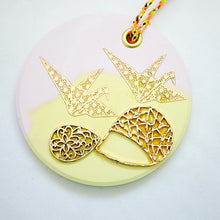Load image into Gallery viewer, yellow&pink fragrance stone, circle plaster plate, hanging ceramic