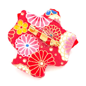 Red Kimono-shaped brooch, handmade