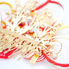 Load image into Gallery viewer, red&yellow mizuhiki design hair comb, Japanese styling tool