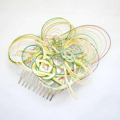 hair comb clip green mizuhiki headpieses, hair comb decor