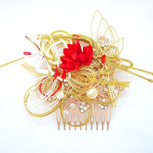 Load image into Gallery viewer, mizuhiki"水引"head comb, hair styling tool, hair comb decor