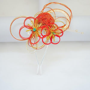 mizuhiki flower hair pin, head accessory, Japanese hairpin, kanzashi