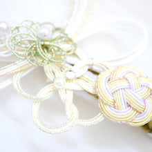 Load image into Gallery viewer, white&green head accessory, hair clip decor, mizuhiki hairclip