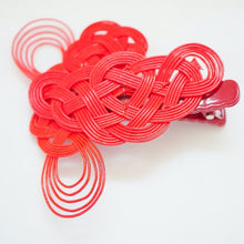 Load image into Gallery viewer, red head accessory, mizuhiki"水引" hair clip, Japan decor