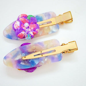 2pcs Tumami-zaiku purple flower hair clip, hair accessory, Japan handmade