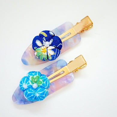 2pcs skyblue flower hair clip, hair accessory, Japan handmade