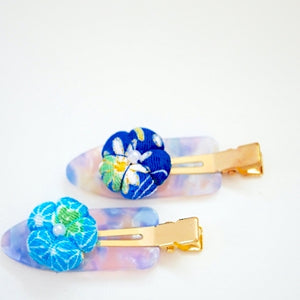 2pcs skyblue flower hair clip, hair accessory, Japan handmade