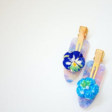Load image into Gallery viewer, 2pcs skyblue flower hair clip, hair accessory, Japan handmade