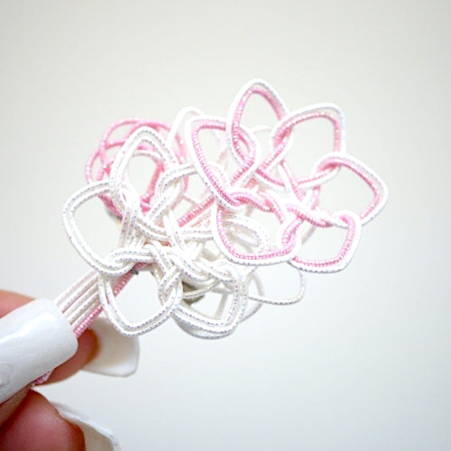 pink&white flower brooch, Japanese traditional handcraft, handmade