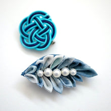 Load image into Gallery viewer, 2pcs blue brooch, Japanese traditional handcraft, handmade