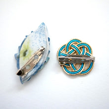 Load image into Gallery viewer, 2pcs blue brooch, Japanese traditional handcraft, handmade