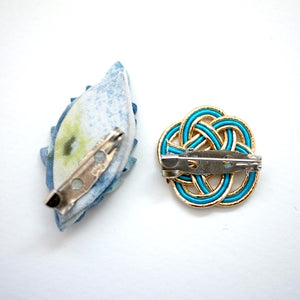 2pcs blue brooch, Japanese traditional handcraft, handmade