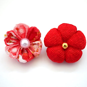 2pcs red brooch, Japanese traditional handcraft, handmade