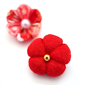 2pcs red brooch, Japanese traditional handcraft, handmade