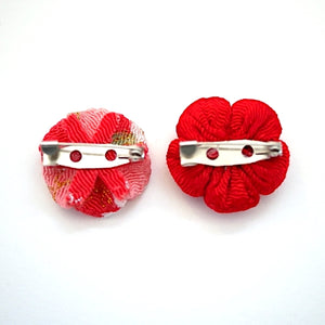 2pcs red brooch, Japanese traditional handcraft, handmade