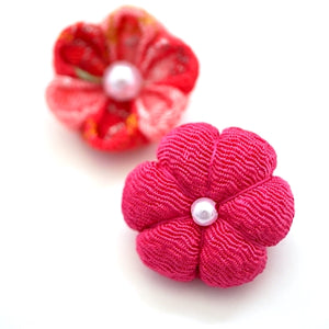 2pcs deep pink brooch, Japanese traditional handcraft, handmade