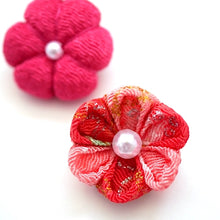 Load image into Gallery viewer, 2pcs deep pink brooch, Japanese traditional handcraft, handmade