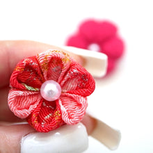 Load image into Gallery viewer, 2pcs deep pink brooch, Japanese traditional handcraft, handmade