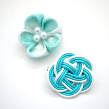 Cargar imagen en el visor de la galería, 2pcs sky blue brooch, Japanese traditional handcraft, handmade