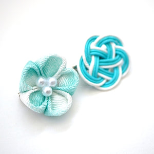 2pcs sky blue brooch, Japanese traditional handcraft, handmade