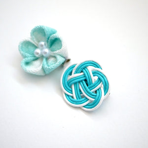 2pcs sky blue brooch, Japanese traditional handcraft, handmade