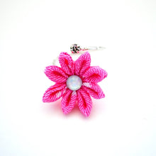 Load image into Gallery viewer, silver fork ring with pink crepe flower, adjustable ring, wrap ring, fashion ring