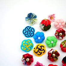 Load image into Gallery viewer, blue lapel pin 2pcs, Japanese traditional crepe work