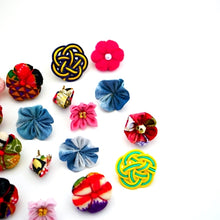 Load image into Gallery viewer, red flowers lapel pin 2pcs, Japanese traditional crepe work