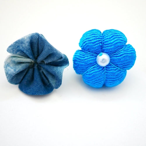 blue lapel pin 2pcs, Japanese traditional crepe work