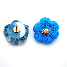 Load image into Gallery viewer, blue lapel pin 2pcs, Japanese traditional crepe work