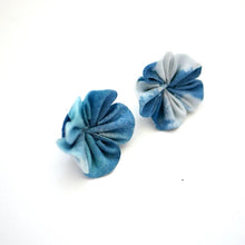 Load image into Gallery viewer, blue hydrangea lapel pin 2pcs, Japanese traditional crepe work