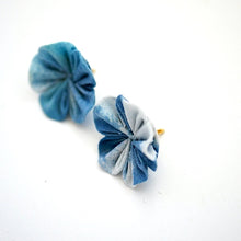 Load image into Gallery viewer, blue hydrangea lapel pin 2pcs, Japanese traditional crepe work