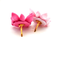 Load image into Gallery viewer, pink&amp;pink flowers lapel pin 2pcs, Japanese traditional crepe work