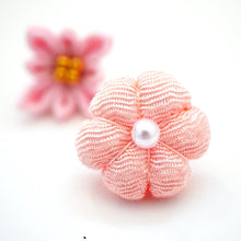 Load image into Gallery viewer, light pink flowers lapel pin 2pcs, Japanese traditional crepe work