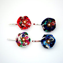 Load image into Gallery viewer, blue flower pony hook, ponytail accessory, hair finding, Japanese handcraft