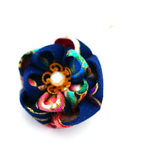 Load image into Gallery viewer, blue mix color flower pony hook, ponytail accessory, hair finding